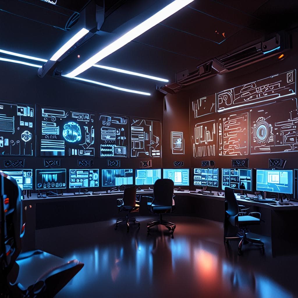 Illustration of autonomous AI agents collaborating on a software project, showing code generation, testing, and deployment in a high‑tech environment