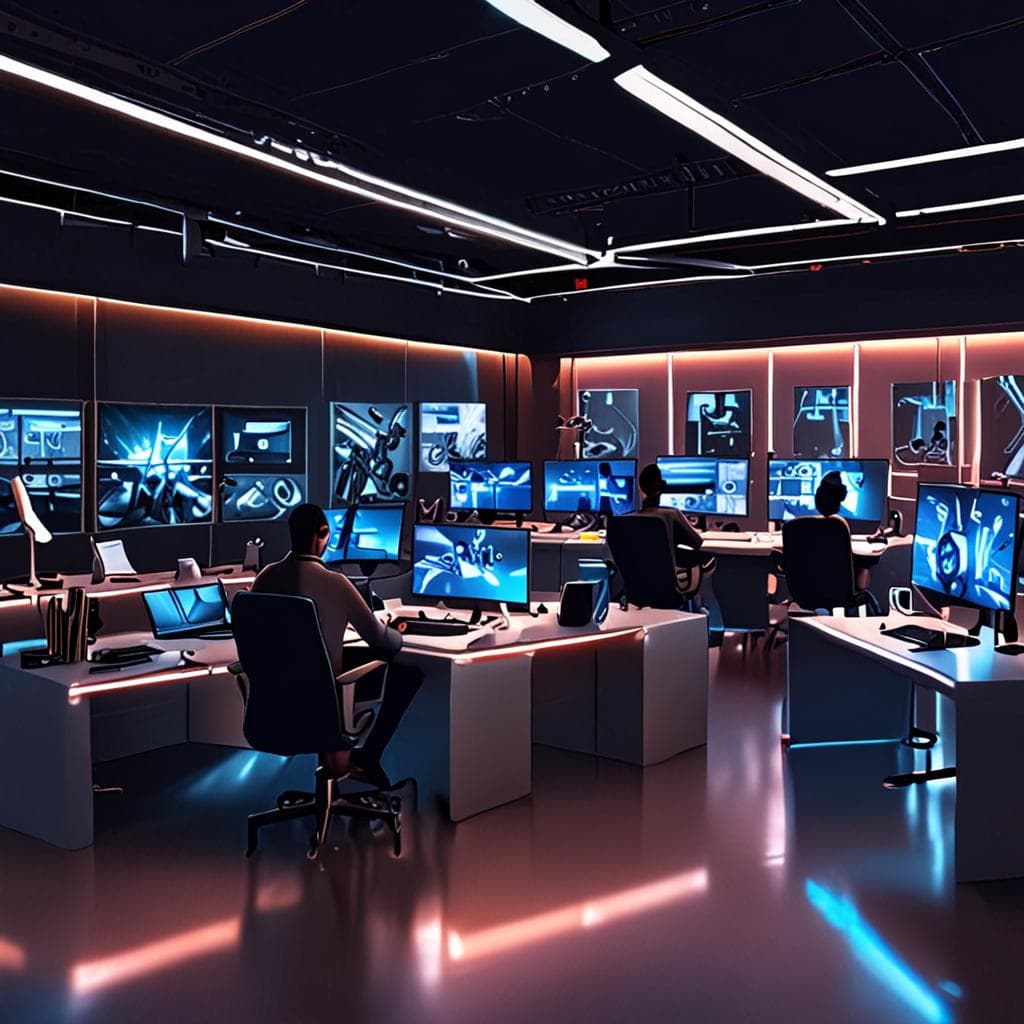 AI agents in business automation, robots and artificial intelligence systems working together in a modern office setting, enhancing productivity and efficiency